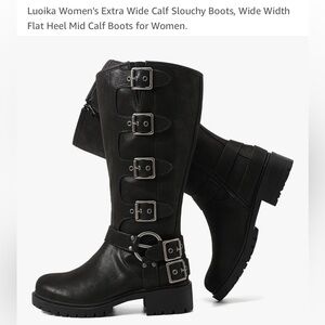 Luoika Women's Wide Calf Slouchy Boots